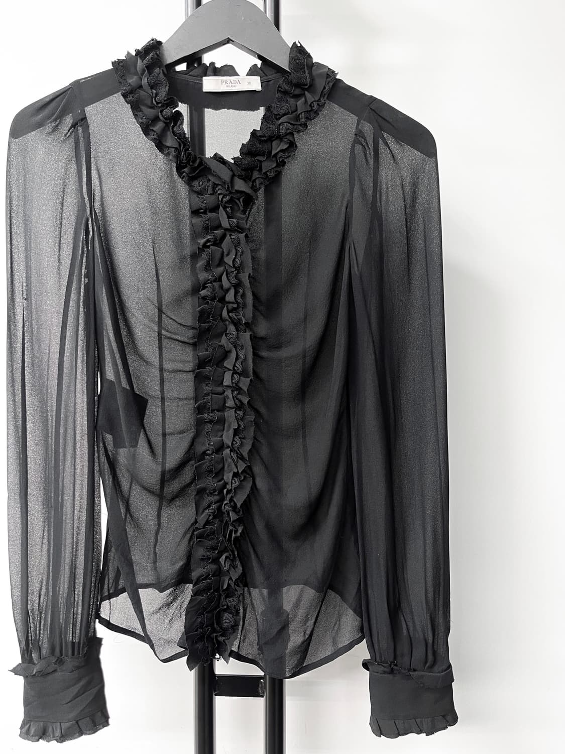 프라다 시스루 러플 블라우스 상품이미지2
