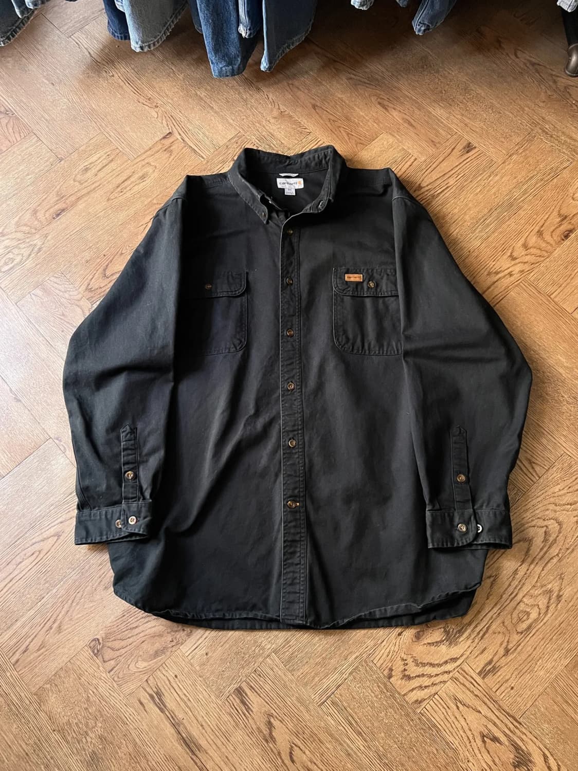 [2XL]칼하트 USA 2포켓 블랙 코튼 워크 셔츠 상품이미지1