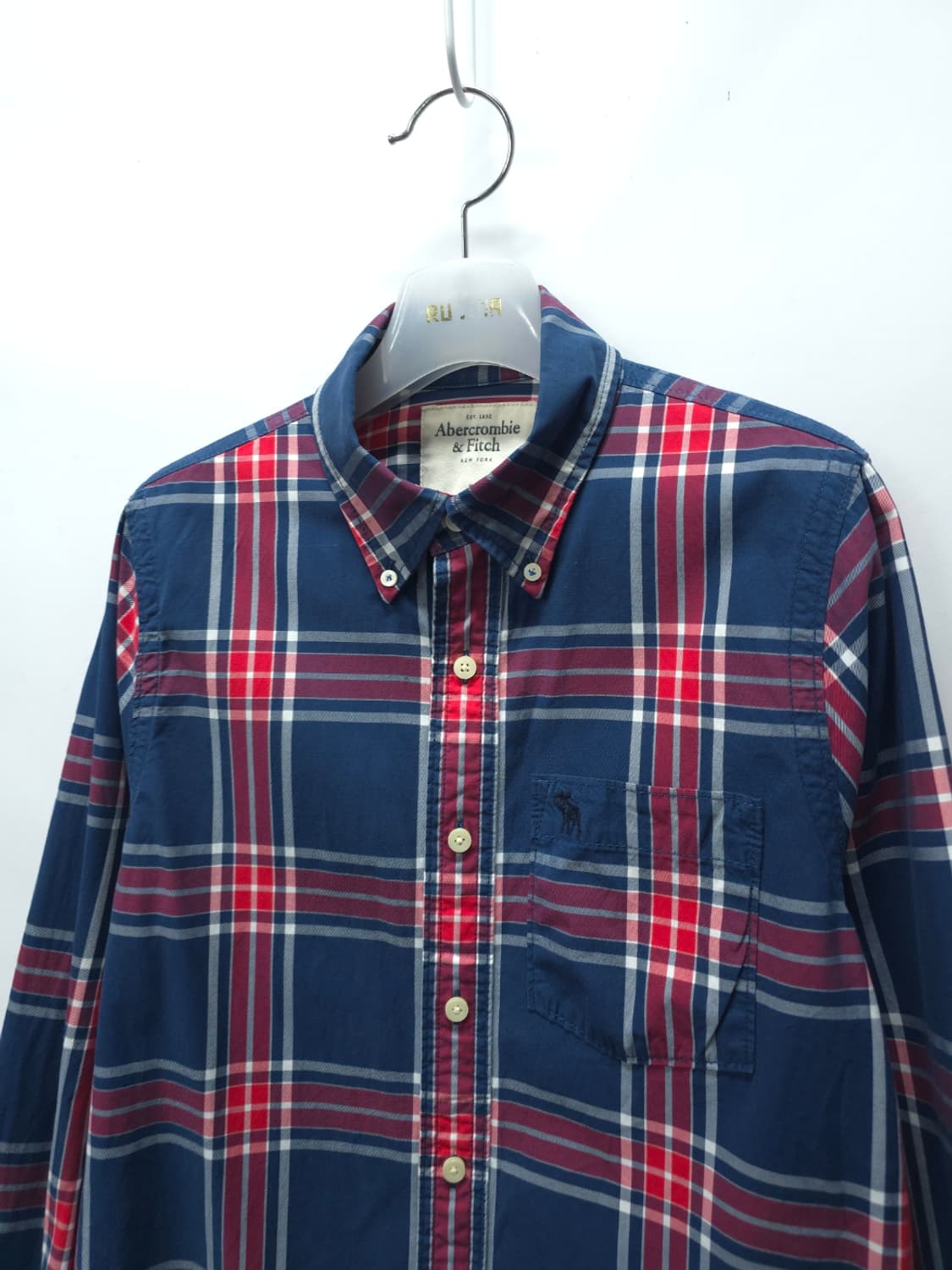 아베크롬비 & 피치 네이비 레드 체크 봄가을 셔츠 (남성95) 상품이미지2