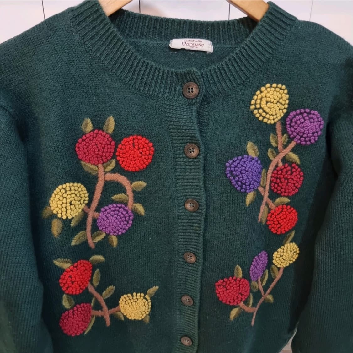 그린 꽃자수 가디건 상품이미지3