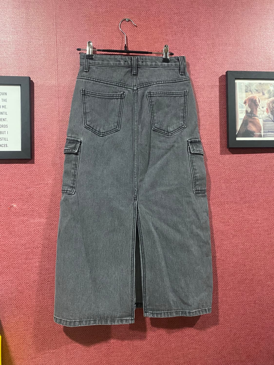 NEED J 흑청 데님 카고 롱 스커트 S 상품이미지4