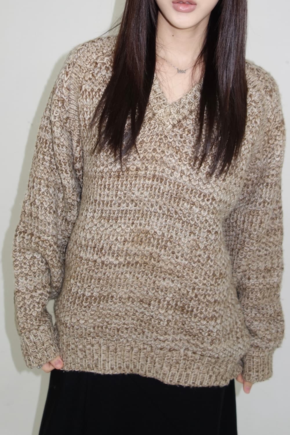 아이보리 브라운 니트 상품이미지1