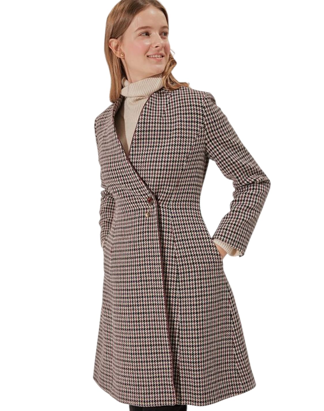 질스튜어트뉴욕 울혼방 하운드투스 체크 여성 롱코트 88 M/상태좋음 상품이미지2