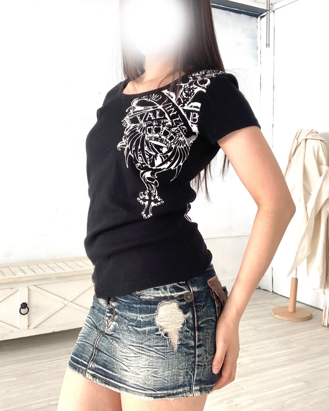 Glitz print hooded short-sleeve top 상품이미지8