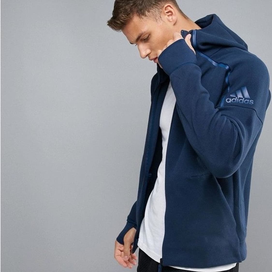 [M] adidas 아디다스 ZNE 네이비 후드집업 자켓 상품이미지2