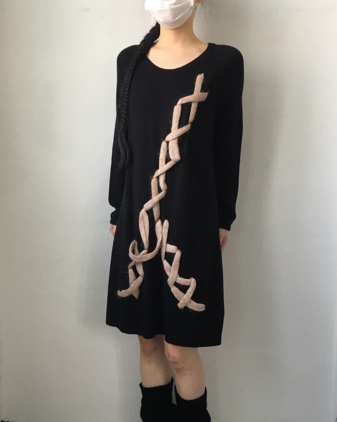 Lace up point knit onepiece 상품이미지6