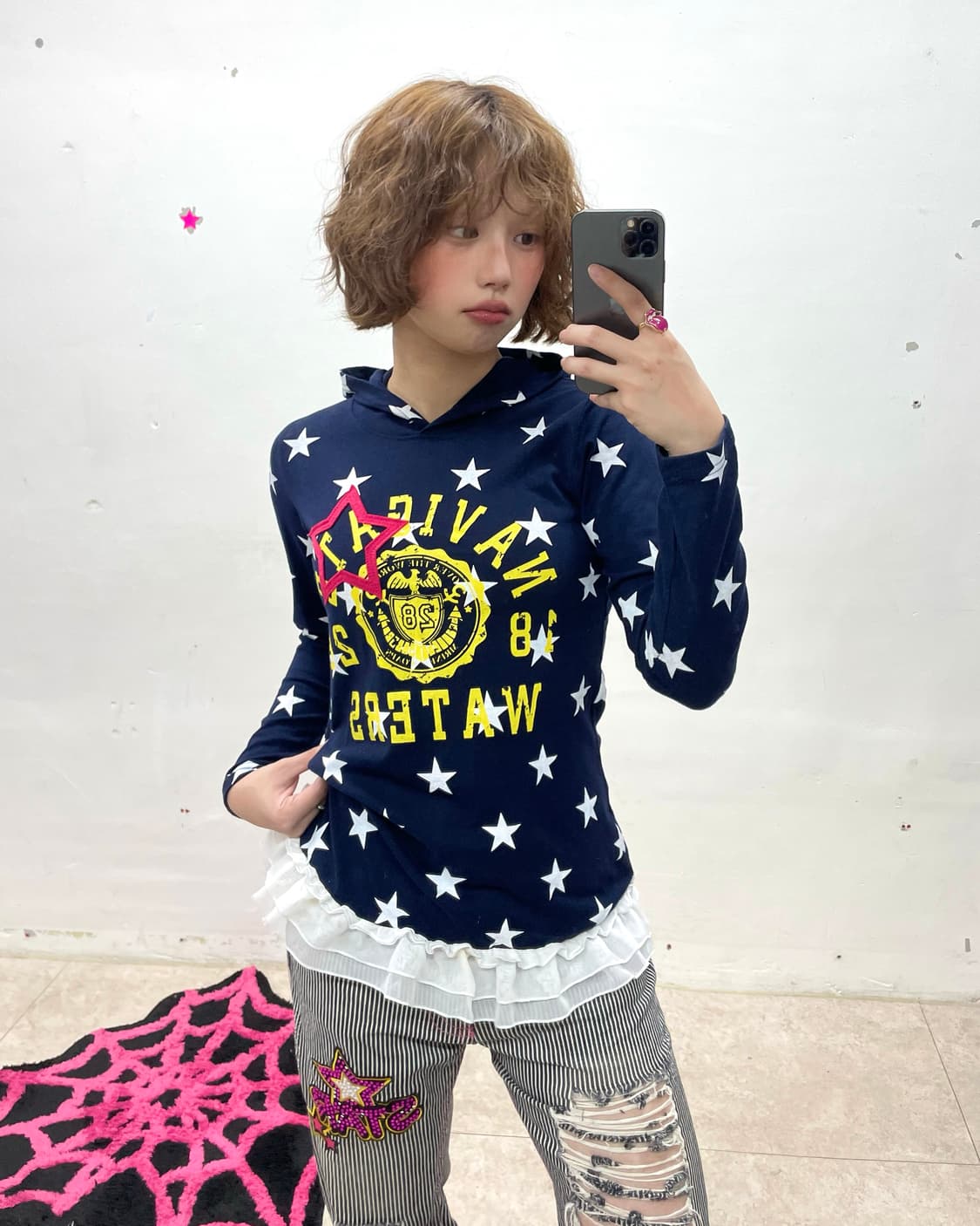 Star Navy lace hoodie 상품이미지1