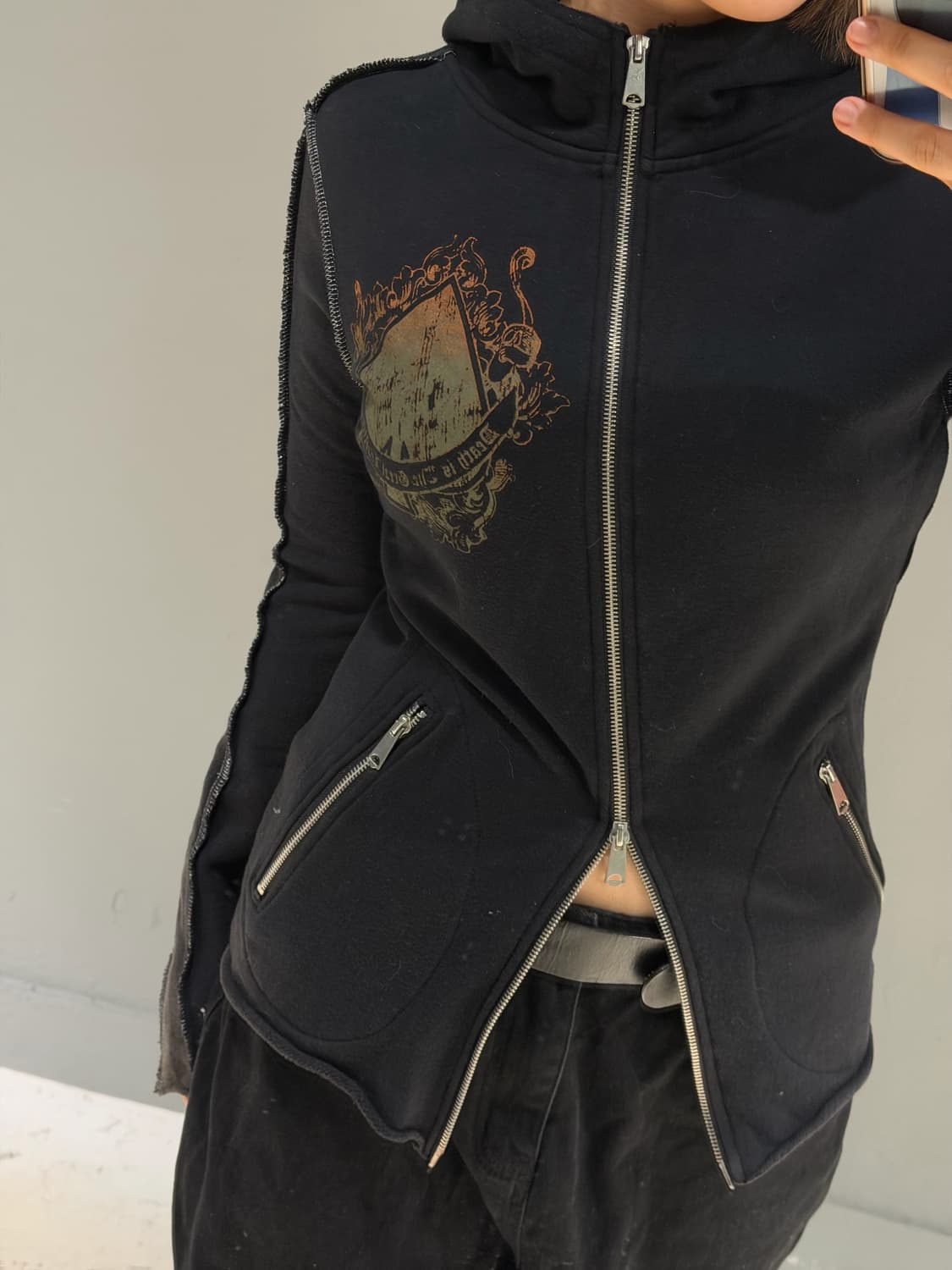 high-neck stitch line detail hood zip-up 상품이미지3