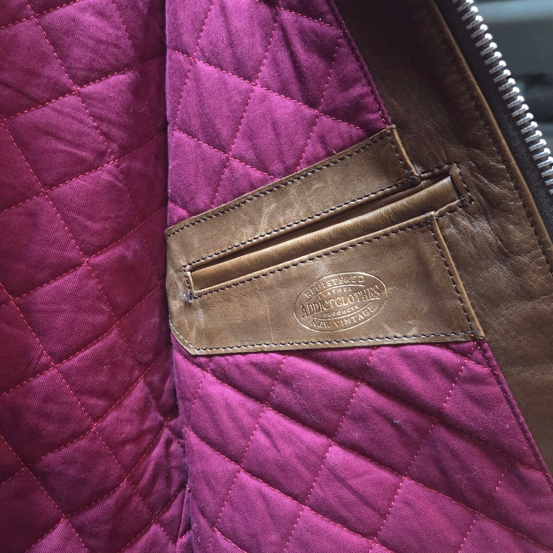 어딕트클로즈 ad-01 싱글 레더 자켓 호스하이드 브라운 (40) 상품이미지8