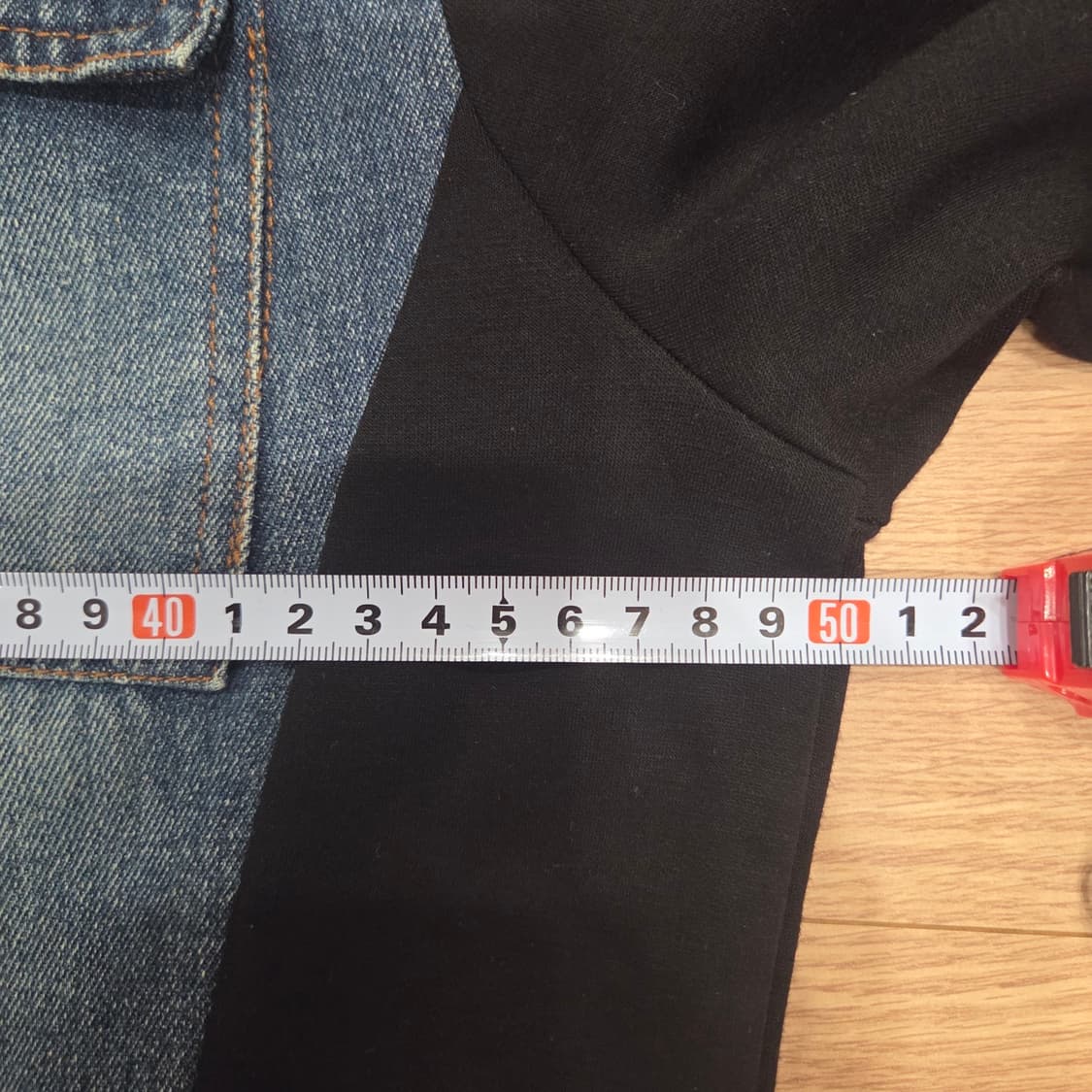 데님 블랙 배색 후드 롱 원피스 XL 상품이미지8