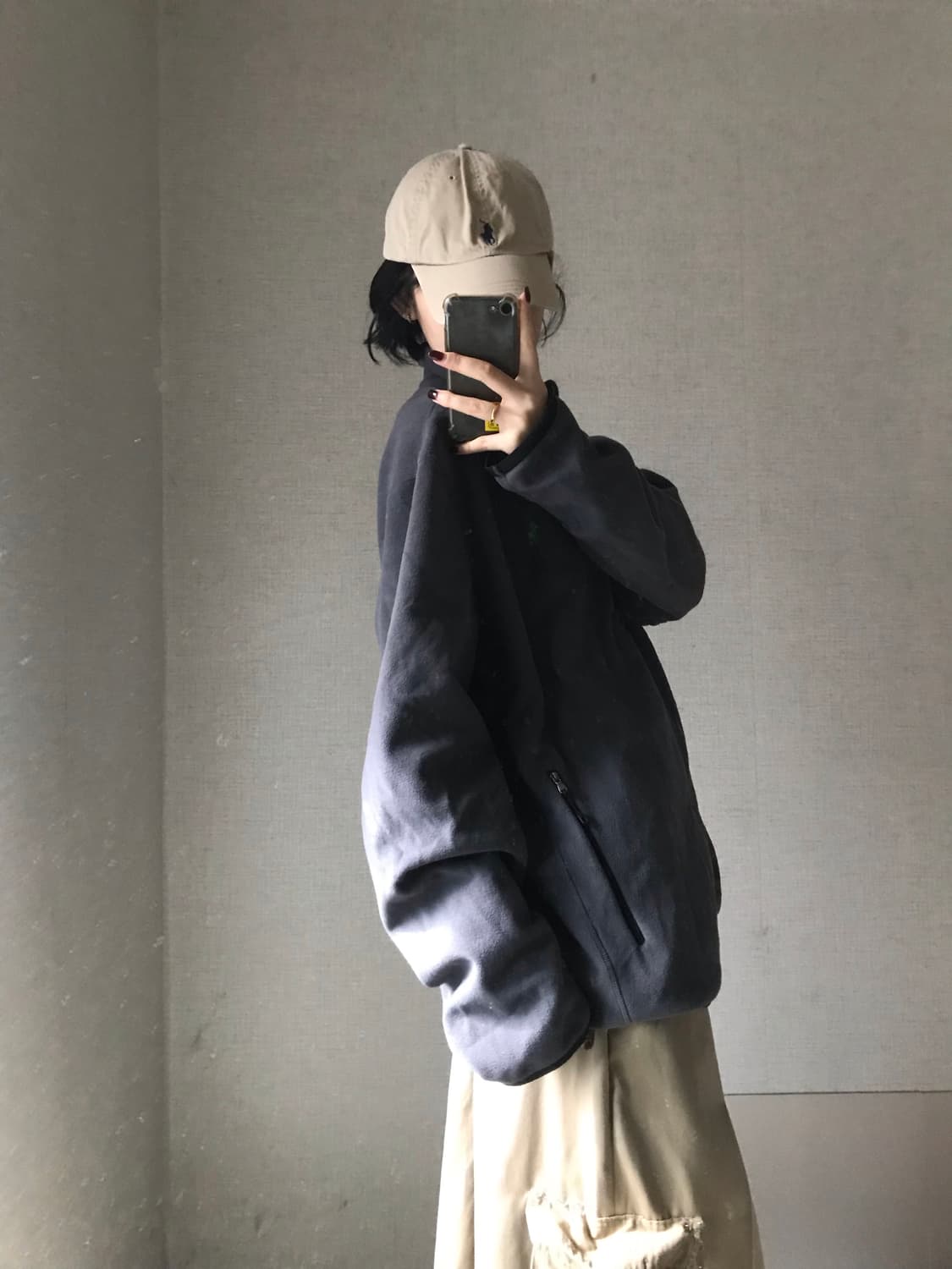 폴로 그레이 오버핏 후리스 상품이미지4