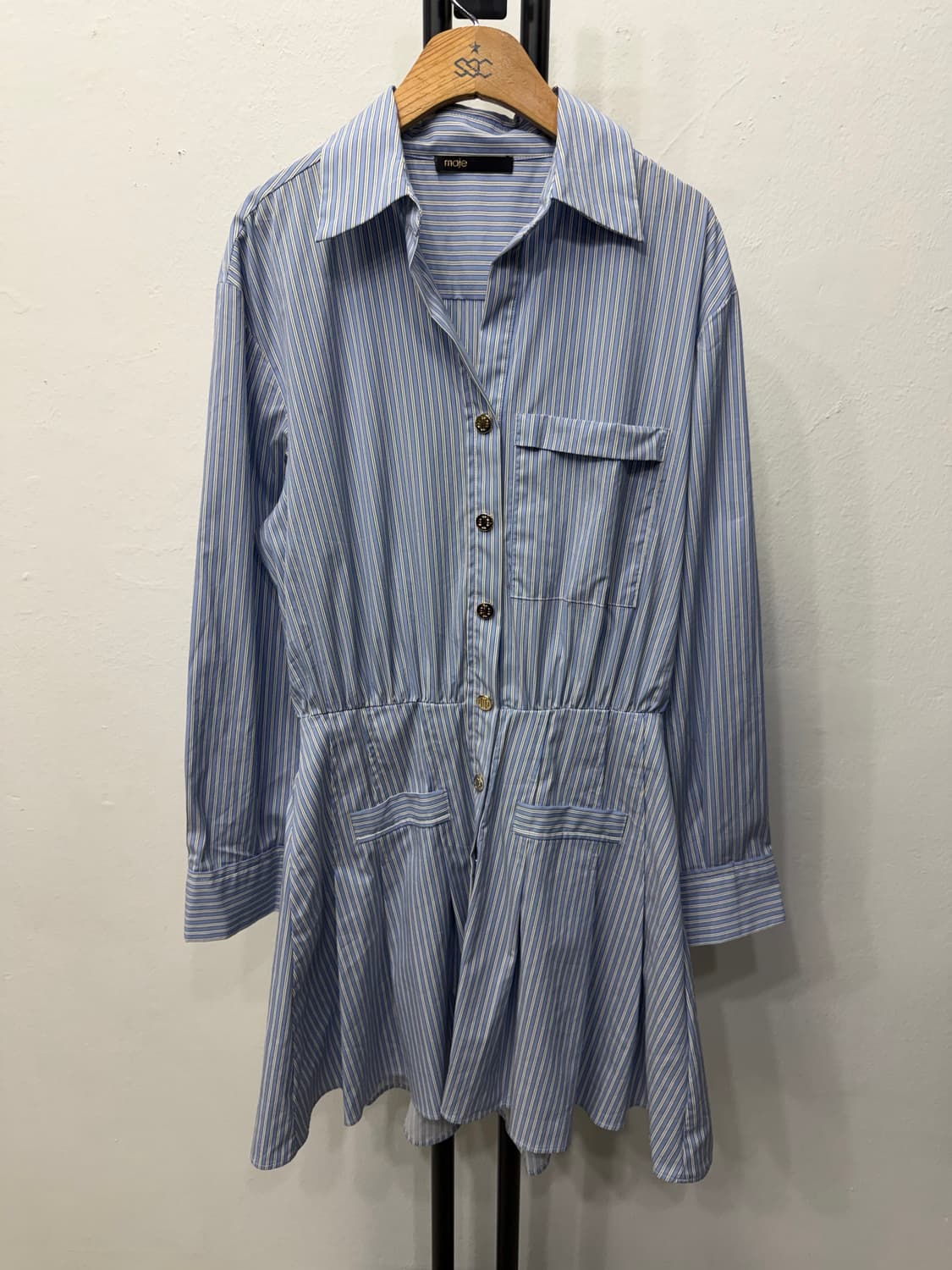 정품) maje 마쥬 스트라이프 셔츠 원피스 40 상품이미지1