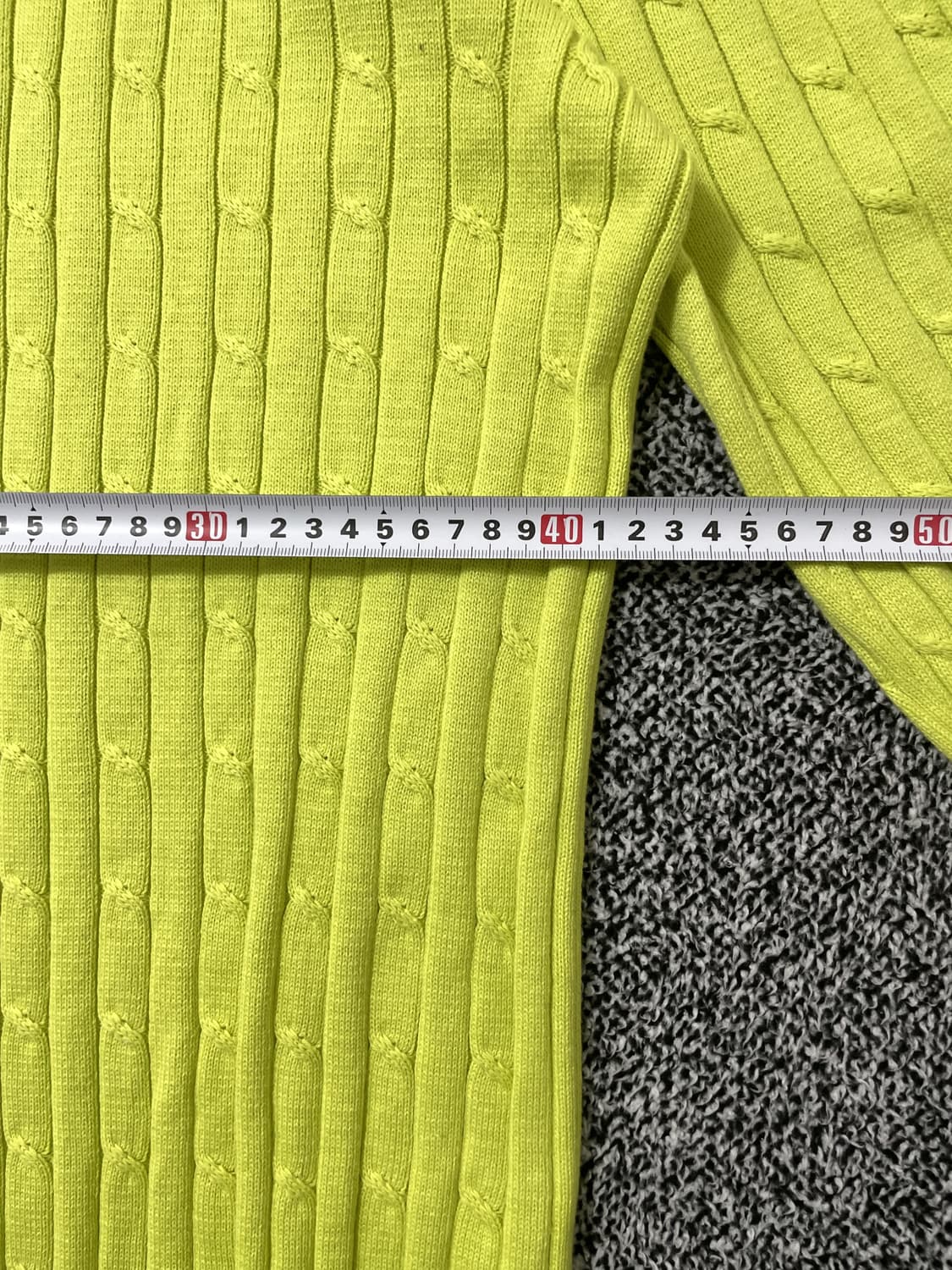 빈티지9. 폴로랄프로렌 네온 옐로우 컬러 케이블 니트 코튼 크루넥 스웨터 상품이미지4