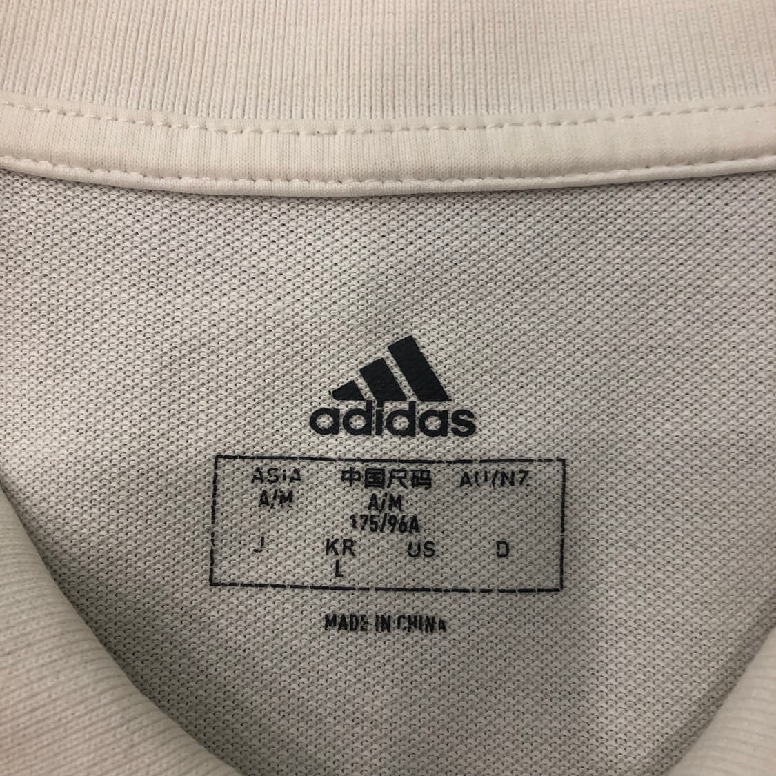 L 아디다스 삼선 화이트 카라 티셔츠 상품이미지3