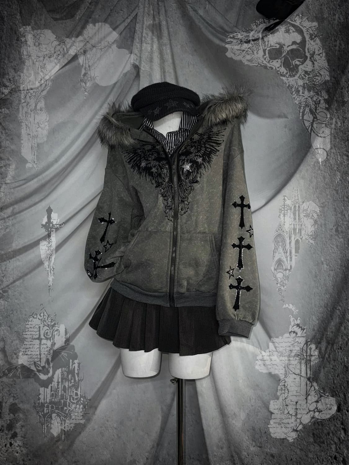 그런지 울프죠 힙합 갸루 비갸루 코디세트  상품이미지1