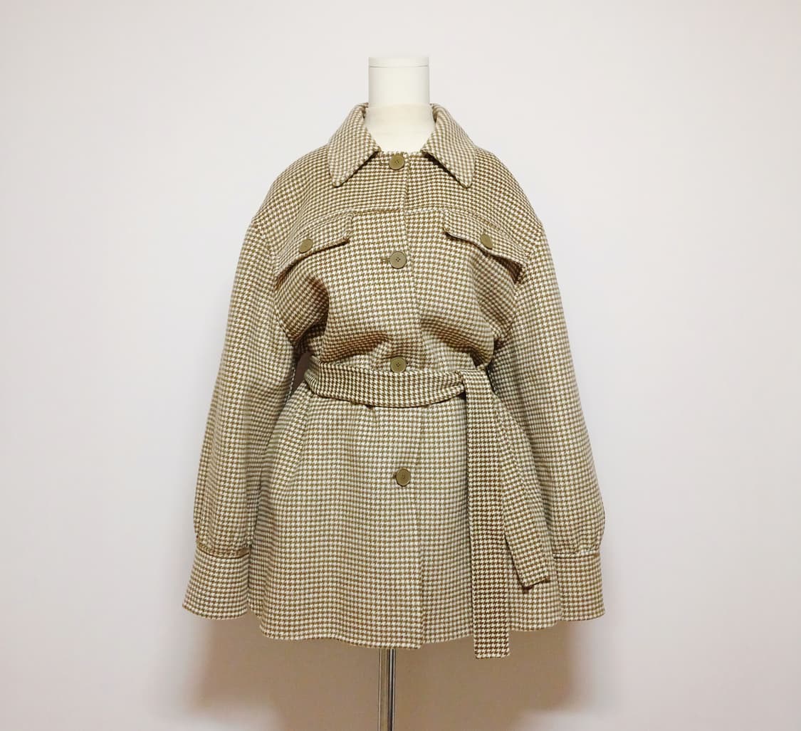 산드로 sandro 하운드투스 체크  벨트 자켓 상품이미지2