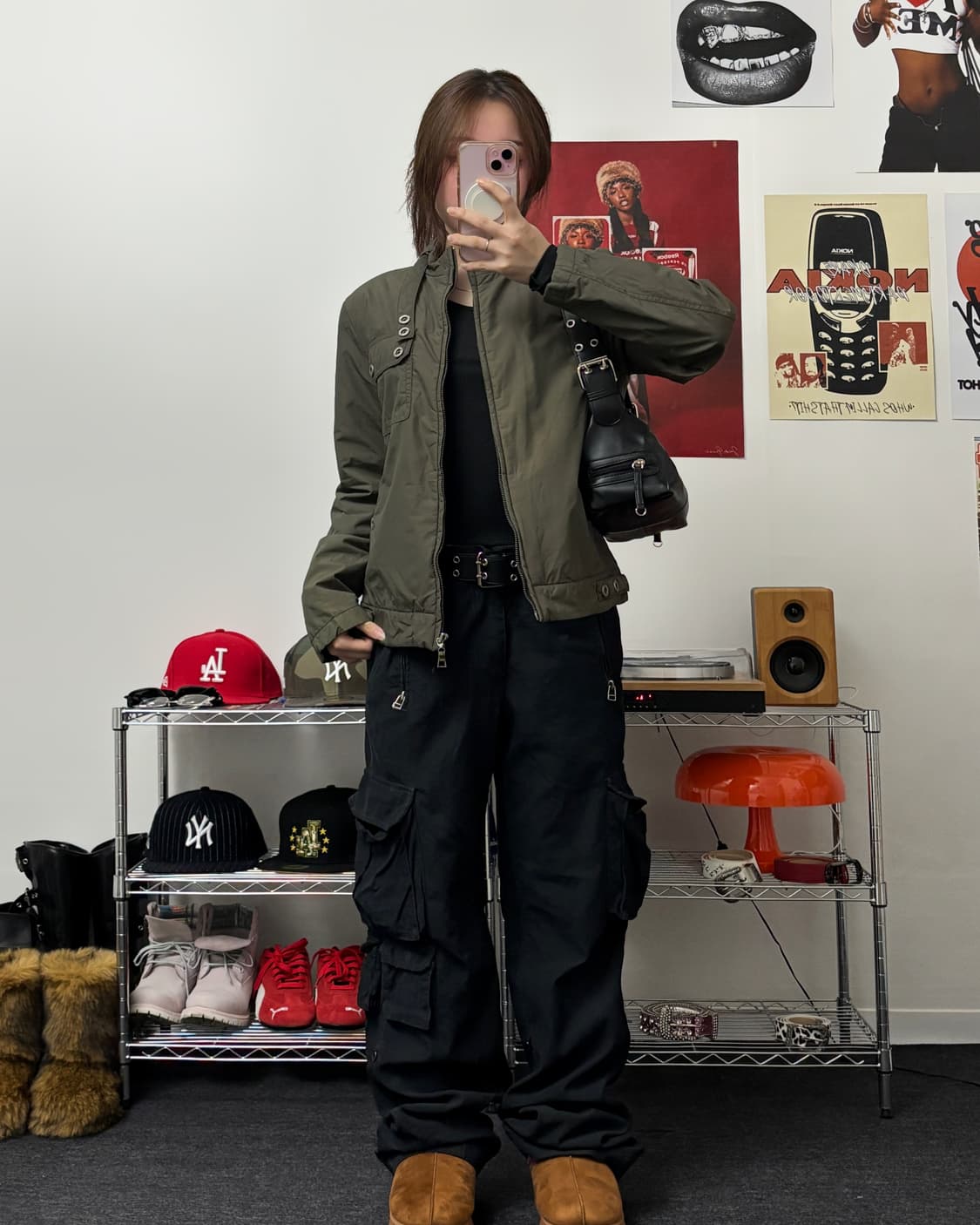 올드 빈티지 카키 바이커 자켓 상품이미지4