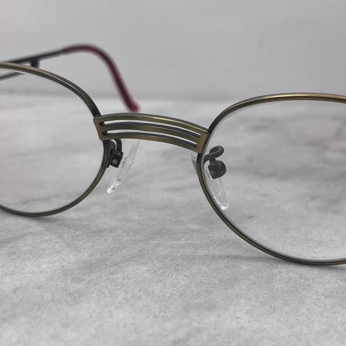 D14 NO BRAND 빈티지 앤틱 골드 라운드 메탈테 안경 상품이미지5