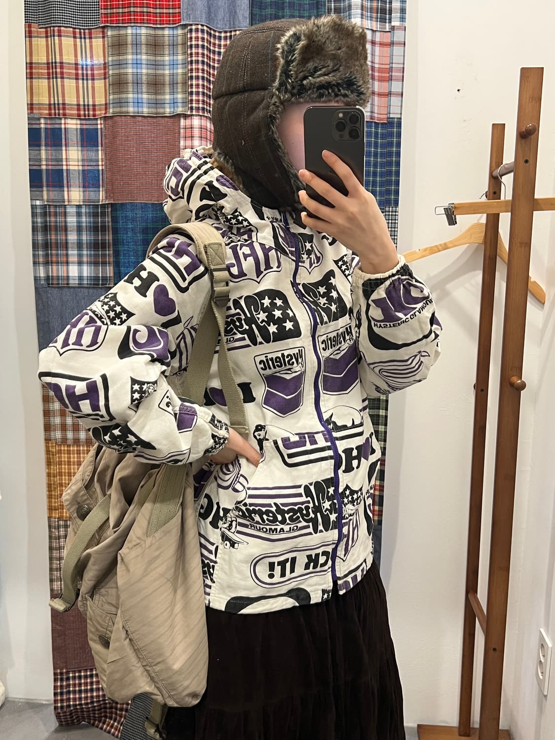 히스테릭글래머 퍼플 히스걸 패치 후드집업 상품이미지1