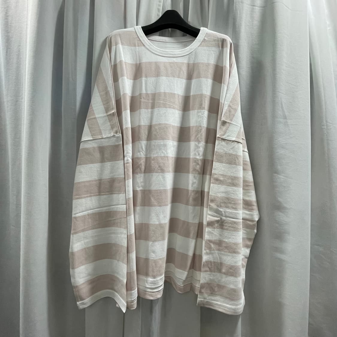 어텐션로우/ 오버핏 스트라이프 롱 슬리브 핑크/ 2 상품이미지1