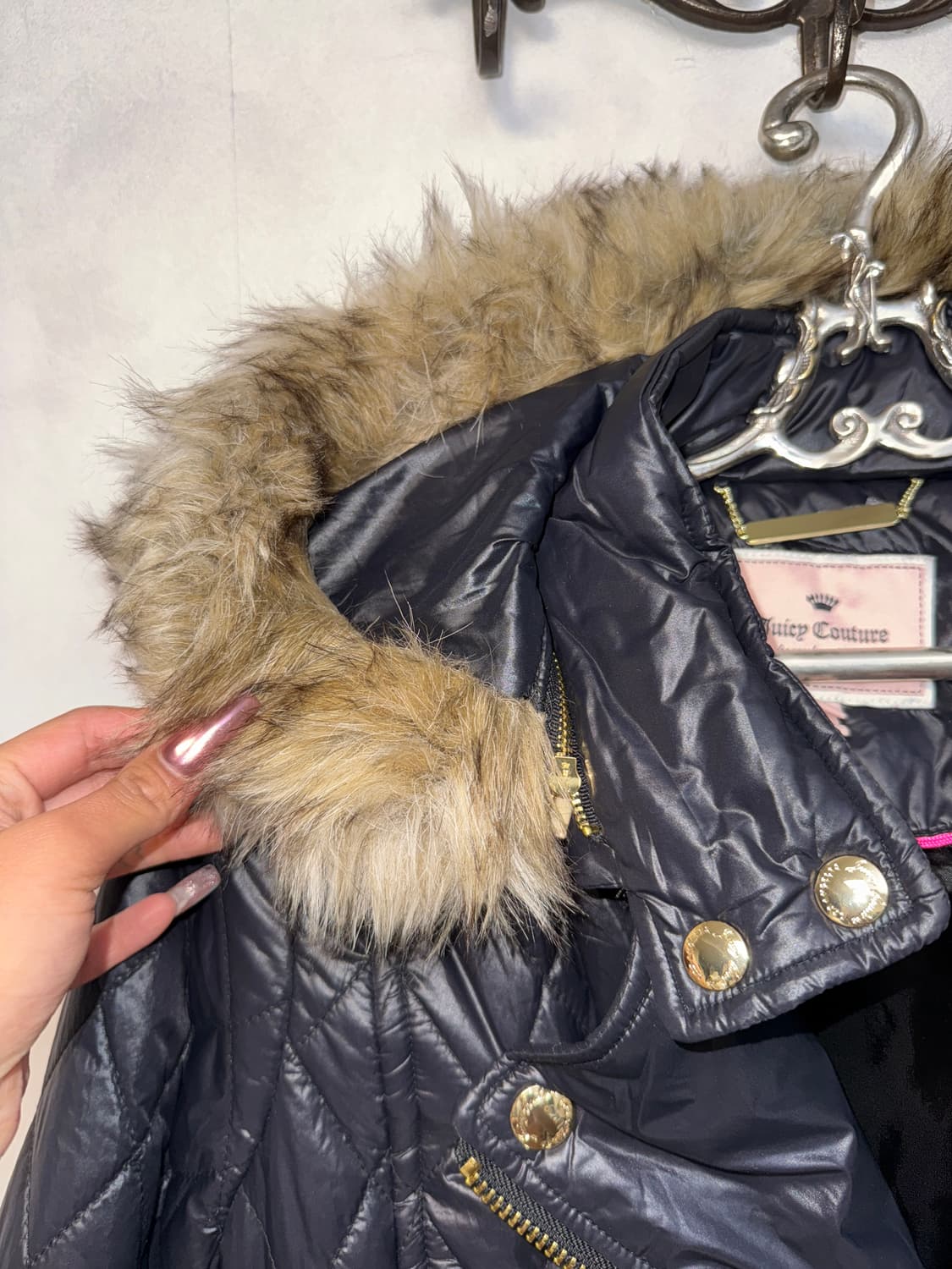 Juicy Couture black quilting fur hood 패딩 상품이미지5