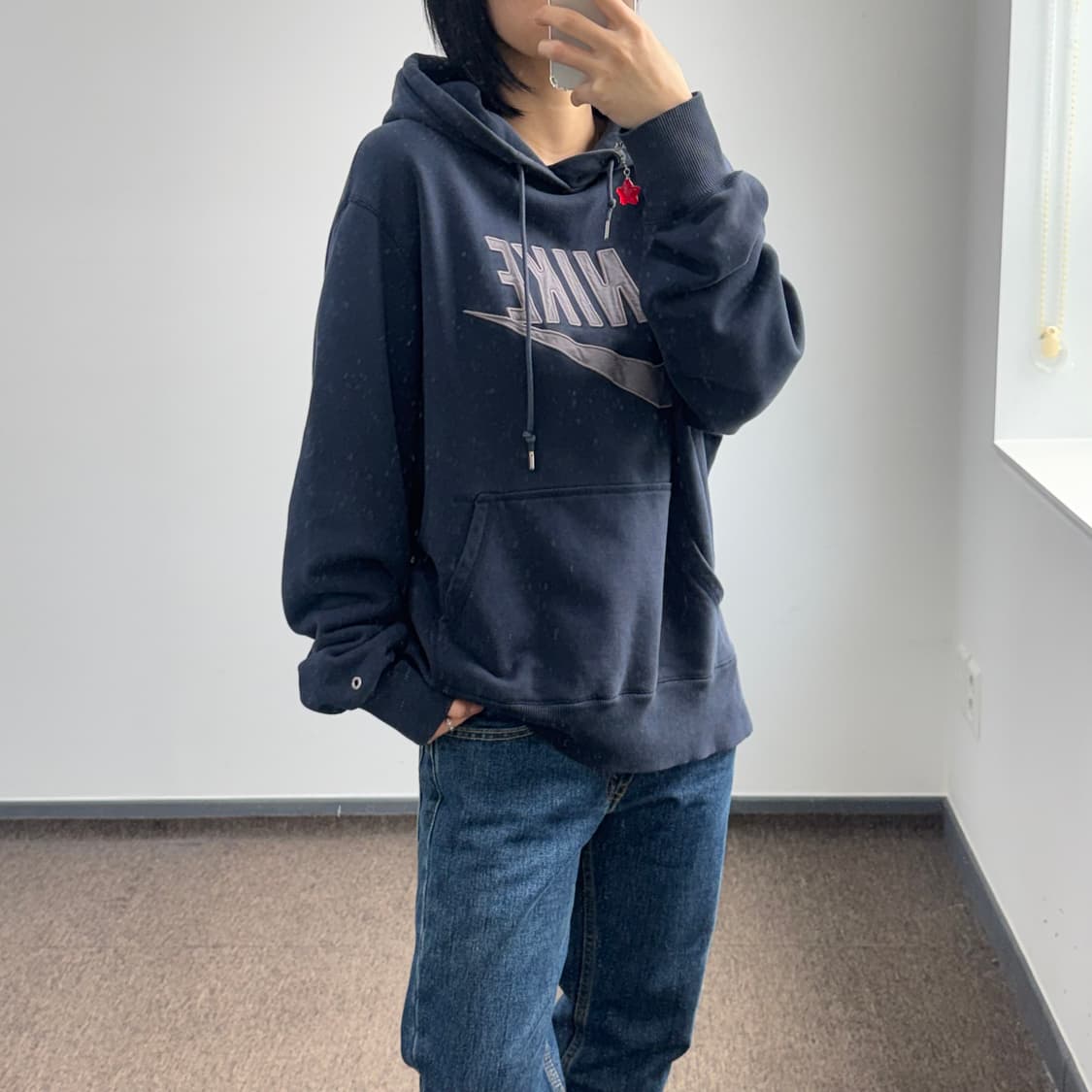 Nike 나이키 그레이 로고 네이비 후드티 상품이미지2