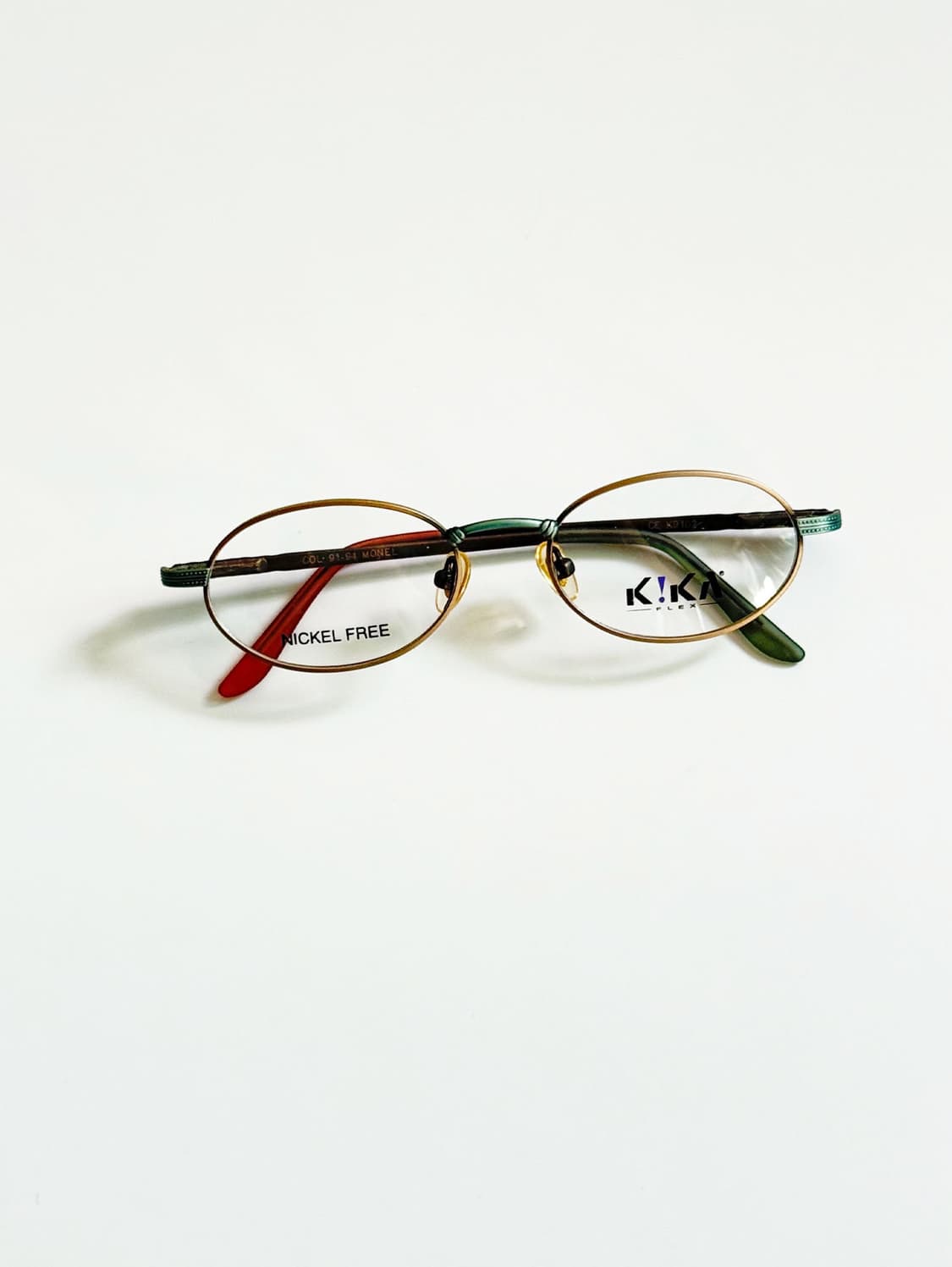 90s KIKA 그린 골드 오벌 프레임 빈티지 안경 상품이미지2