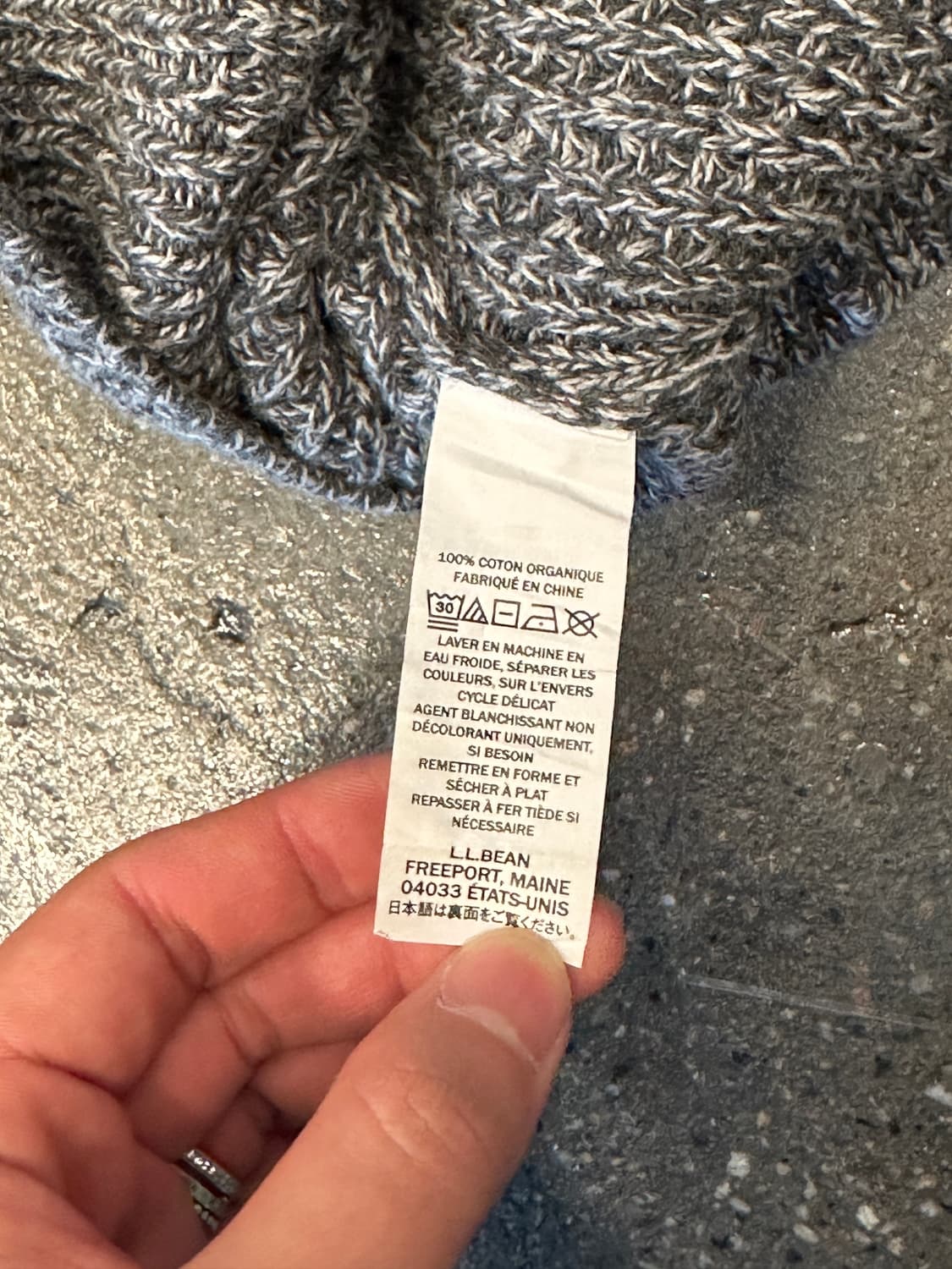 L.L.Bean 엘엘빈 헤더 그레이 오가닉 코튼 풀집 스웨터 XL 상품이미지5