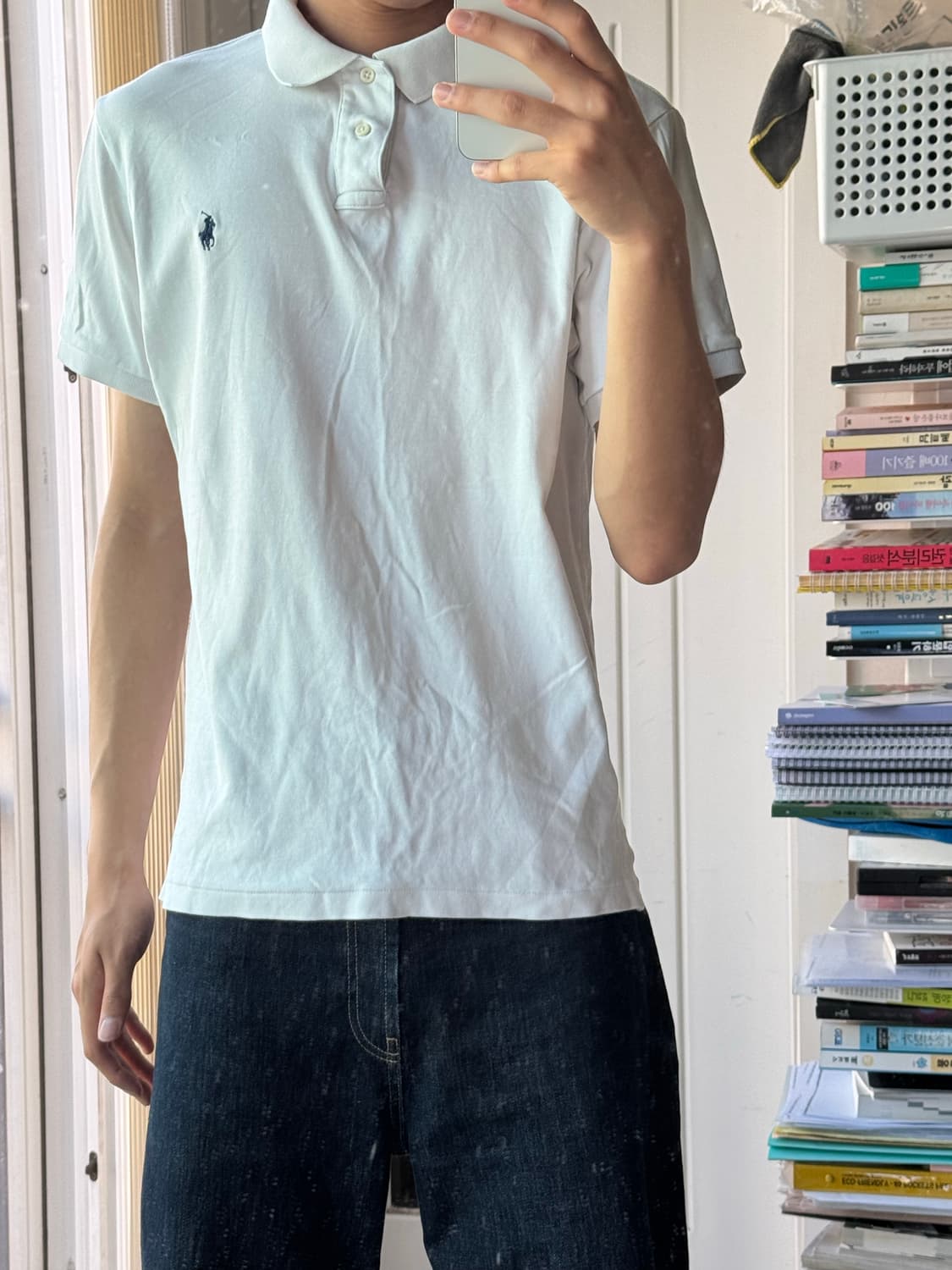 폴로 랄프로렌 커스텀핏 카라반팔 화이트 L 상품이미지1
