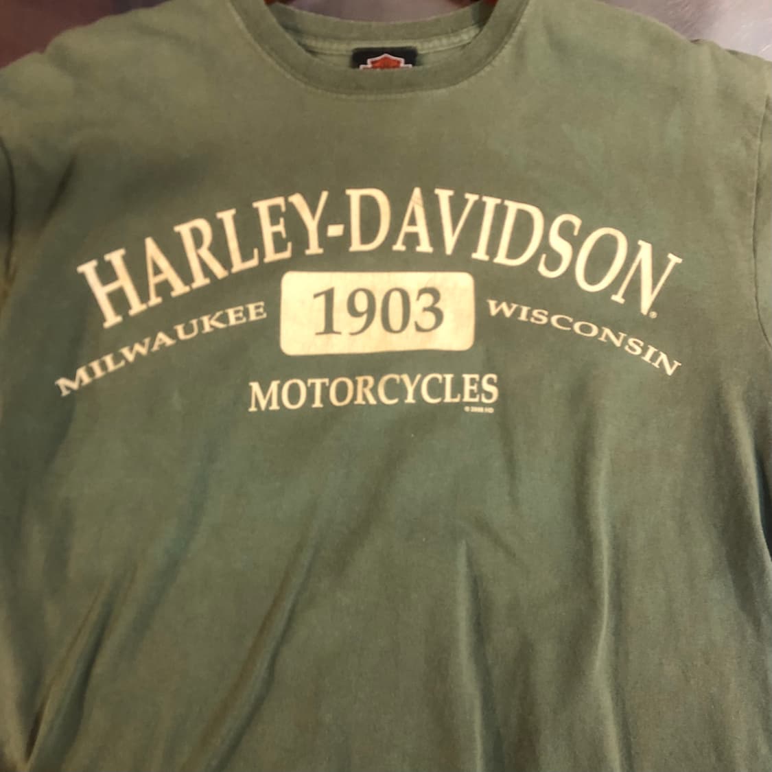 [NO.9] 할리데이비슨 y2k 올리브 반팔 티셔츠 상품이미지3