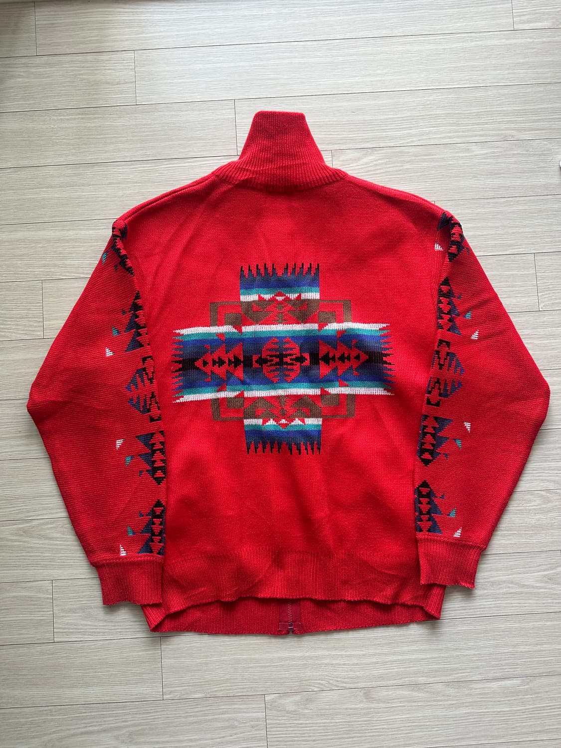 Power to the people 나바호 패턴 니트 집업 상품이미지1