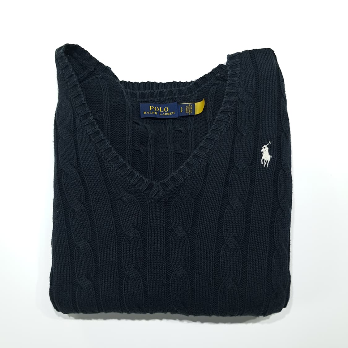 CL998 S 폴로 RFID정품인증 케이블 V넥 블랙 니트 스웨터 상품이미지7