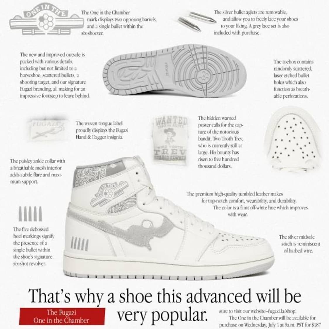 FUGAZI One In The Chamber 푸가지 조던1 화이트 상품이미지5