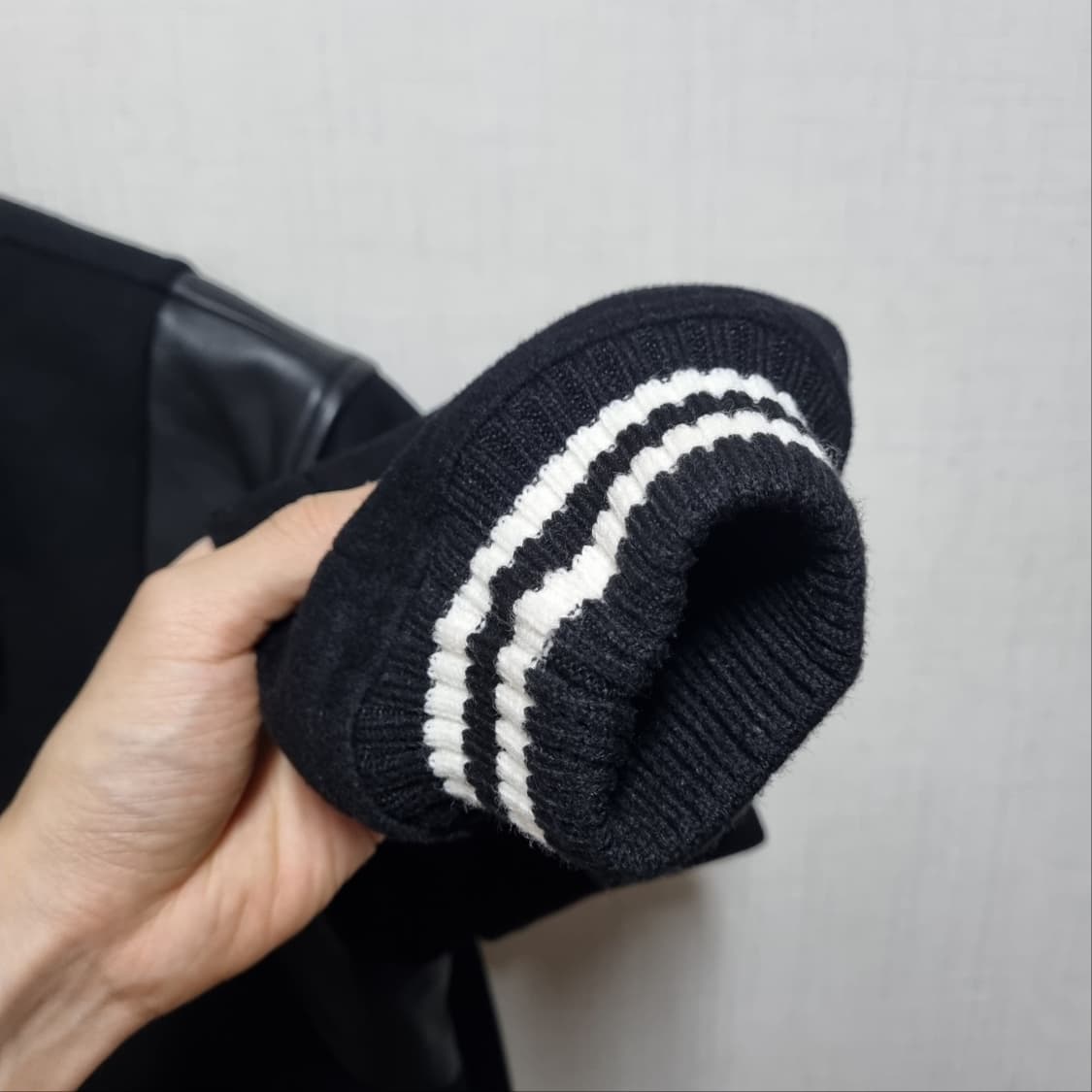 토니웩 블랙 레더 배색 스타디움 바시티 자켓 상품이미지4