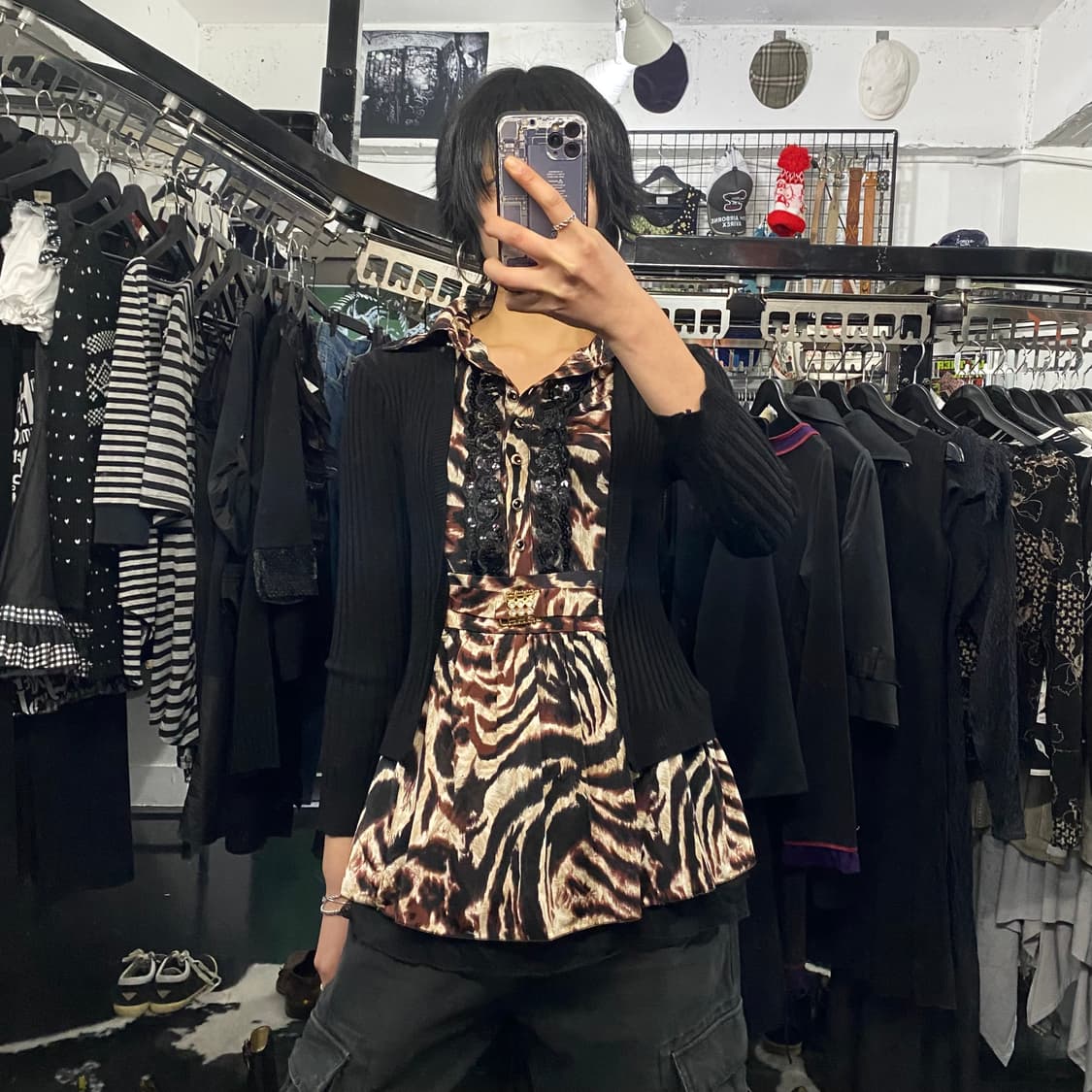 Holee 레오파드 프릴 레이어드 슬리브 상품이미지1