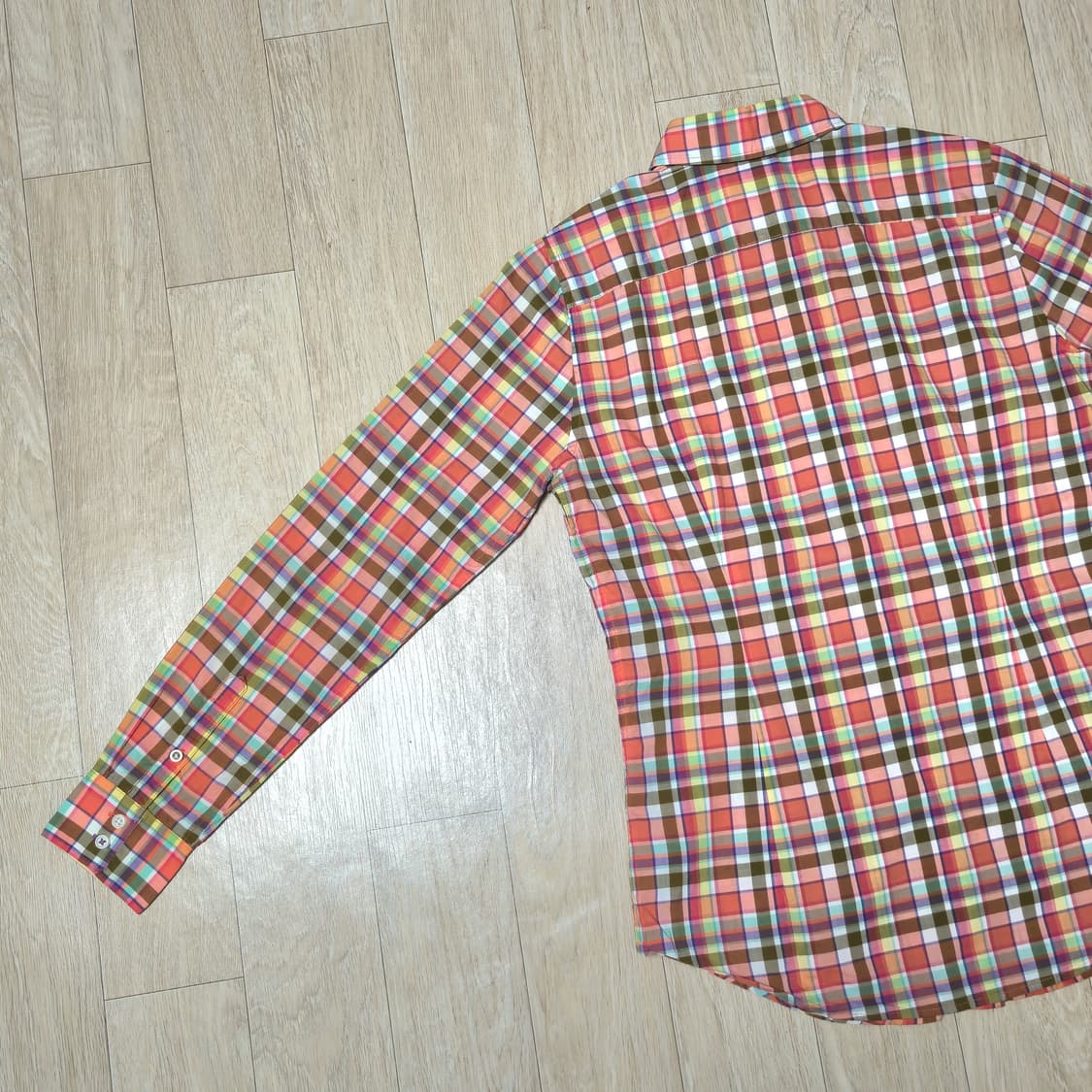 85)헤지스 오렌지 멀티 체크 셔츠 상품이미지5