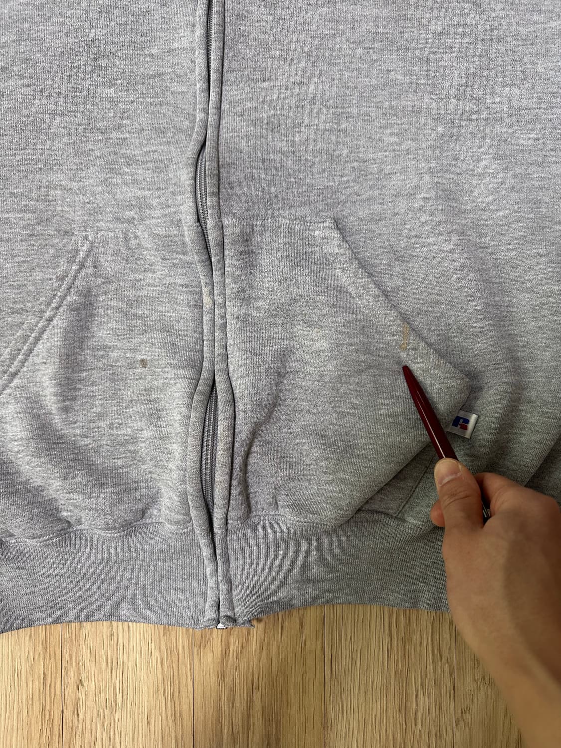 90s 빈티지 러셀 후드집업 그레이 L 상품이미지6