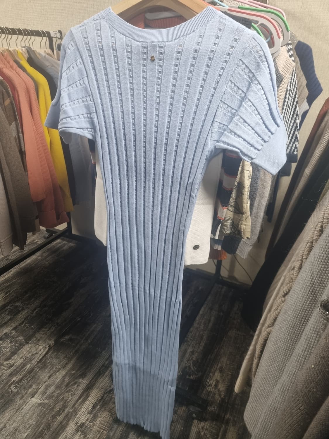 새제품 이태리명품 안드레모리스 니트 원피스 블루 상품이미지2