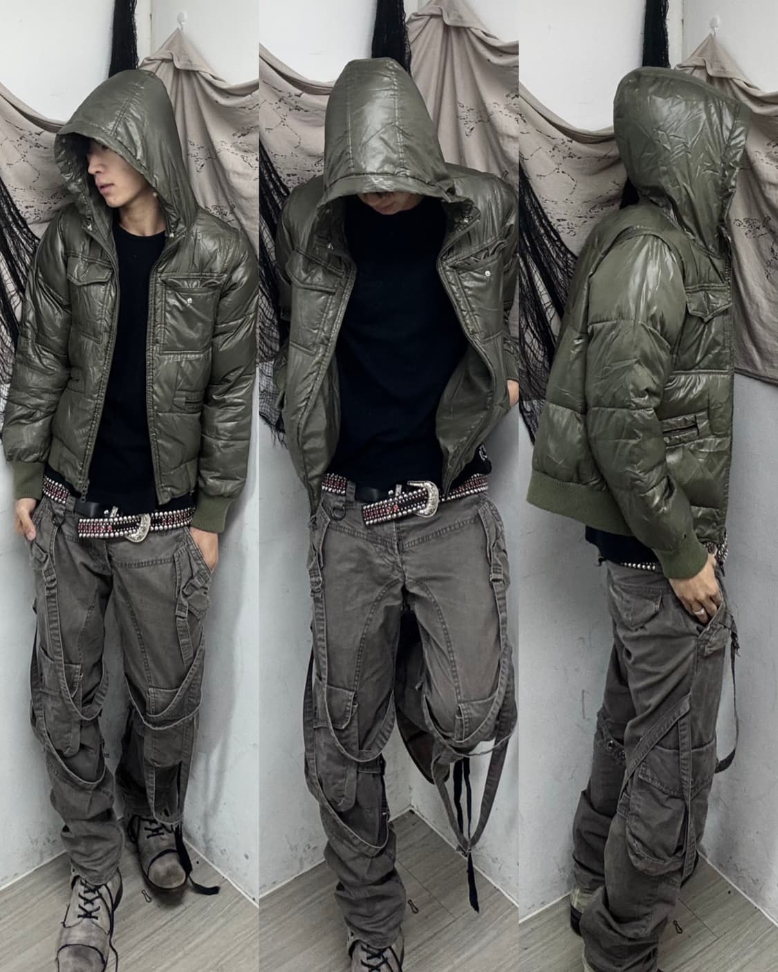 Y2K Mood Green Hoodie Down Utility Paddi 상품이미지1