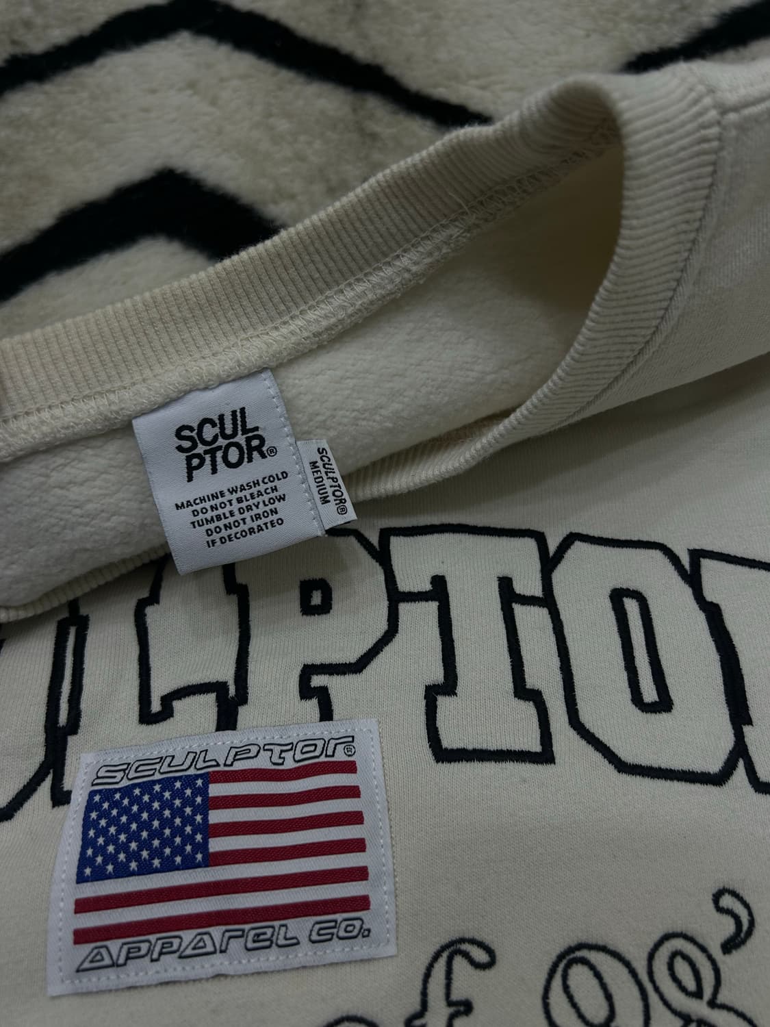 [M]스컬프터 클래스 성조기 오버핏 맨투맨/아이보리/기모 상품이미지5