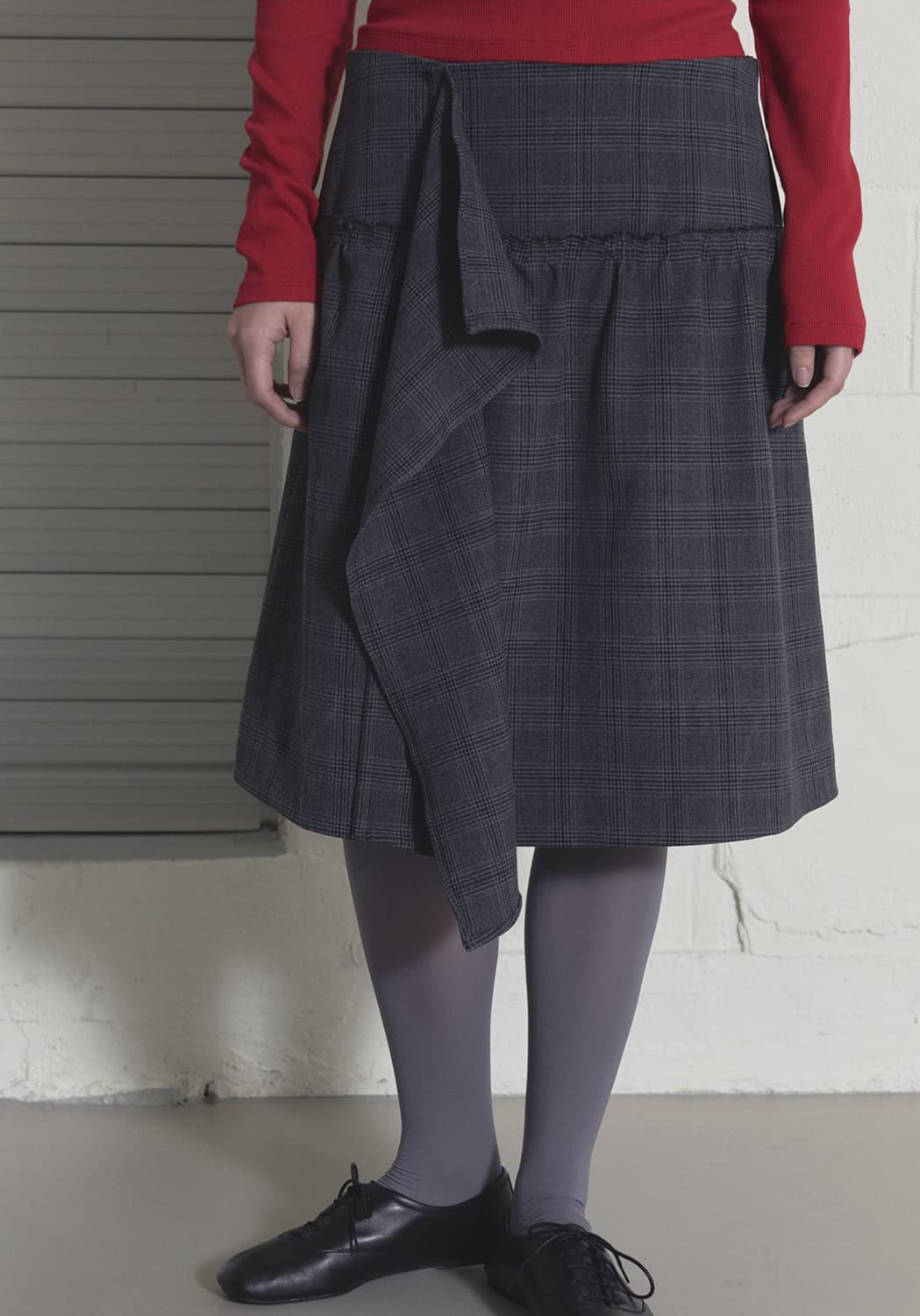 오데스 체크 미디스커트2 상품이미지2
