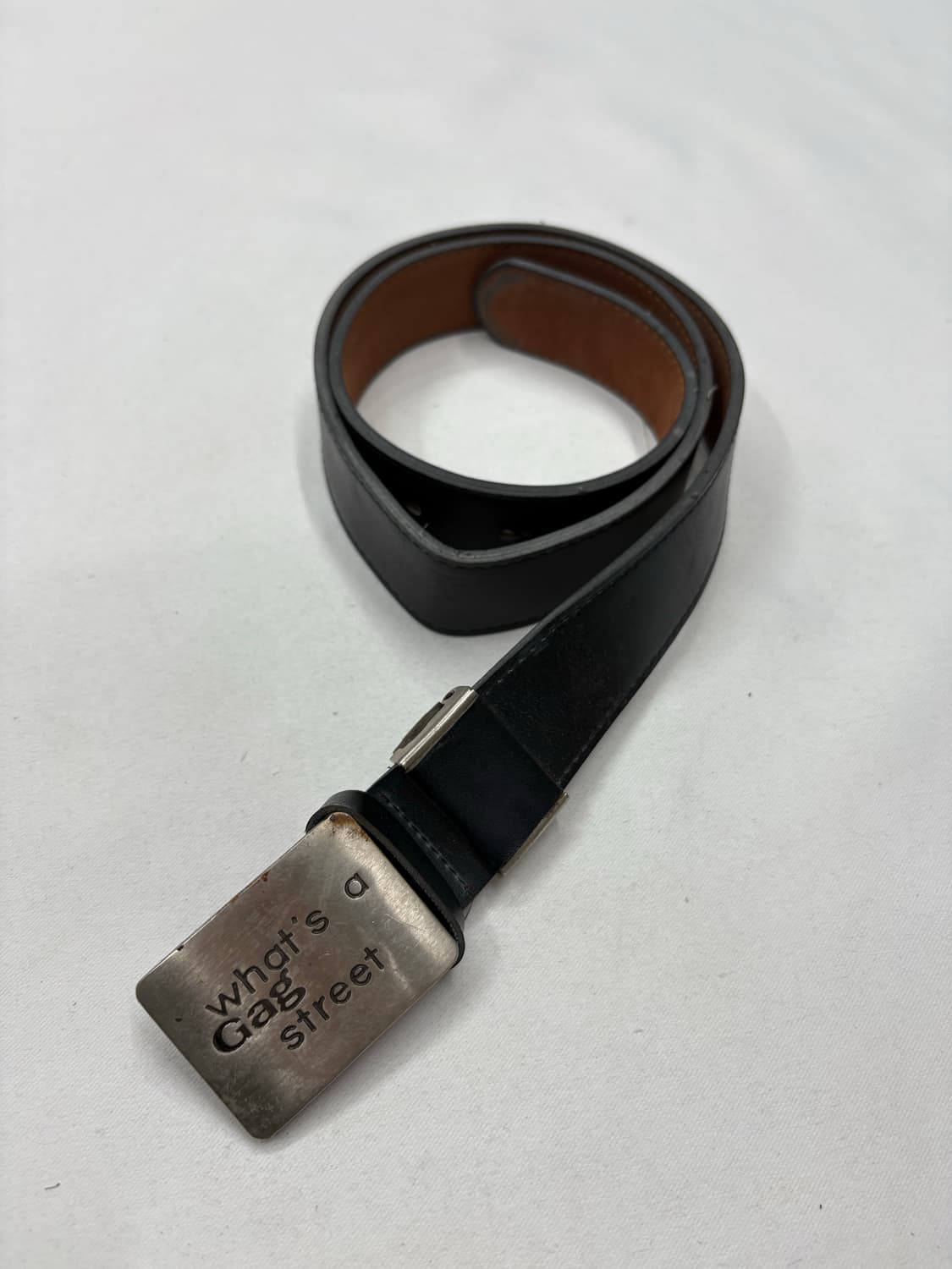 What‘s Gas street 빈티지 레더 메탈 버클 벨트 상품이미지1