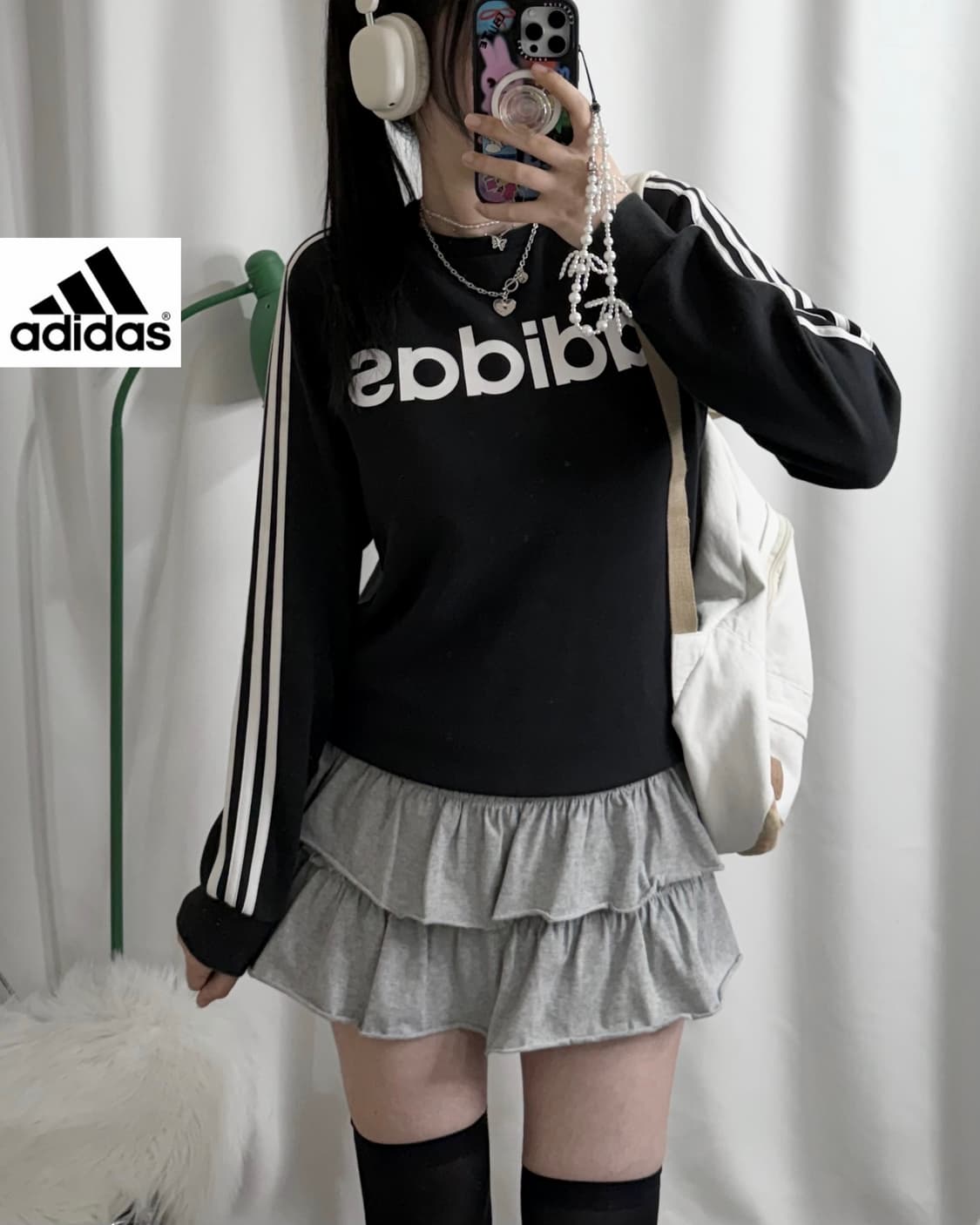 아디다스 블랙 빅 로고 맨투맨 상품이미지1