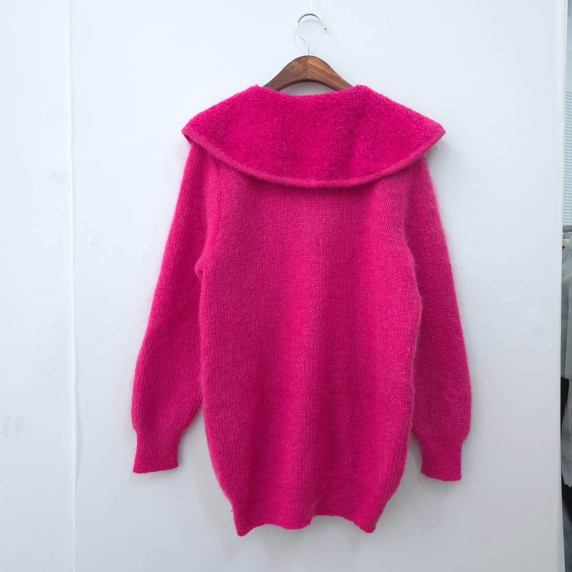 CASTEL ROMANI 핫핑크 키드모헤어 세일러카라 니트가디건 상품이미지2