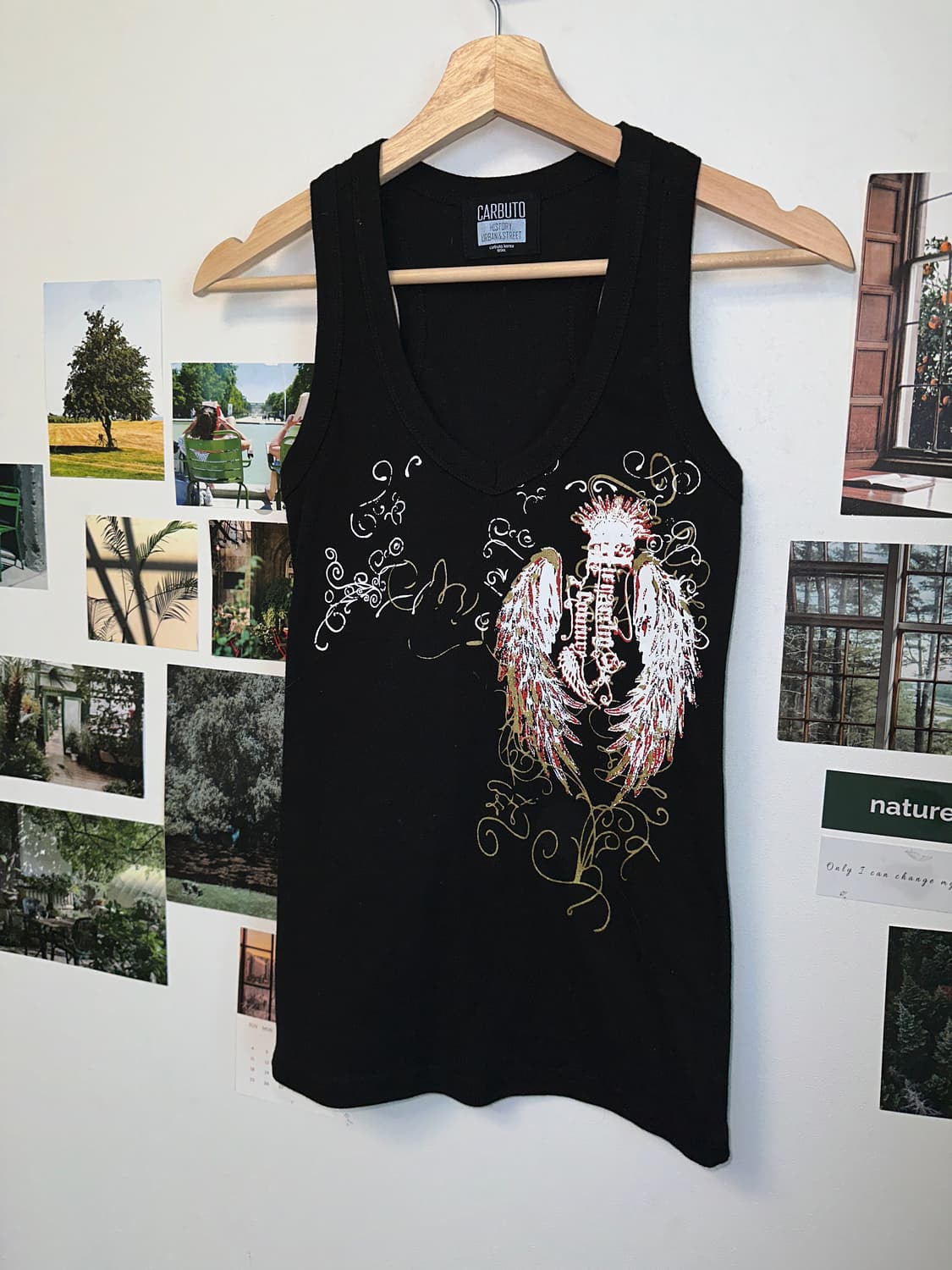 Black punk wings graphic 슬리브리스 상품이미지2