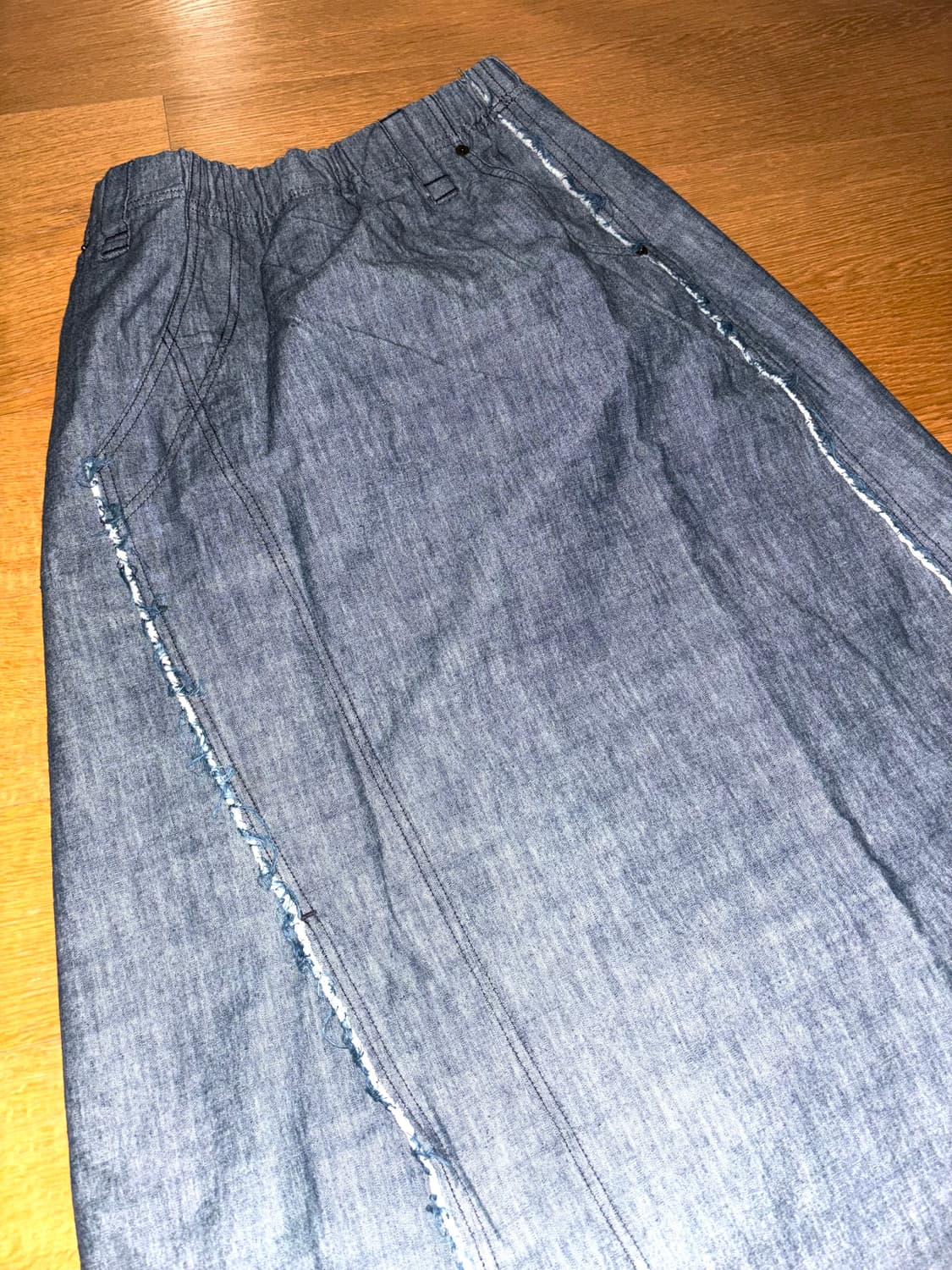 빈티지 그런지 밴딩 청 미디 스커트 상품이미지1