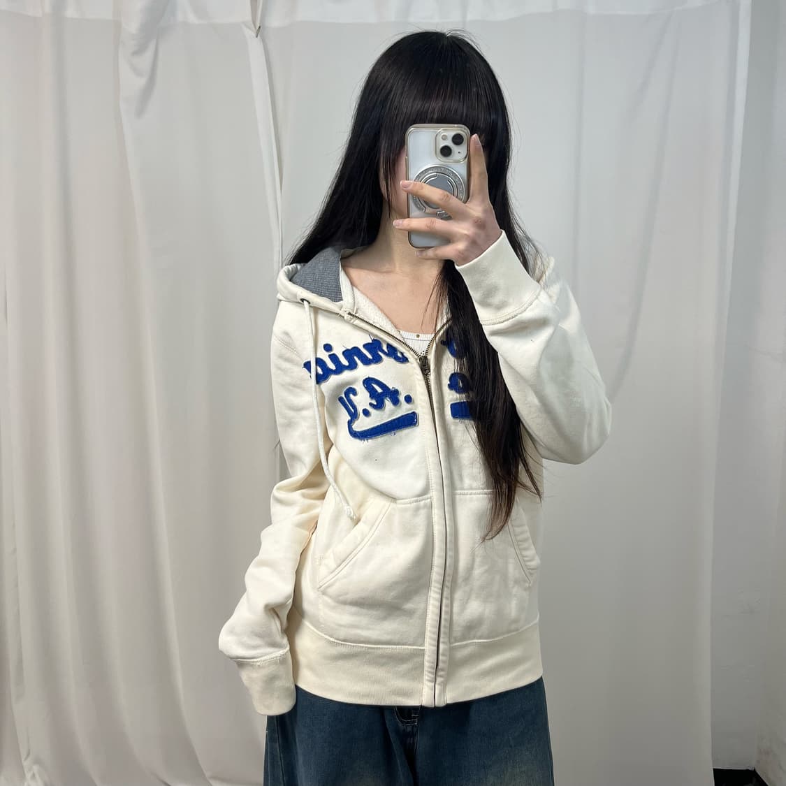 Who A U Ivory Hood Zip-up 상품이미지2