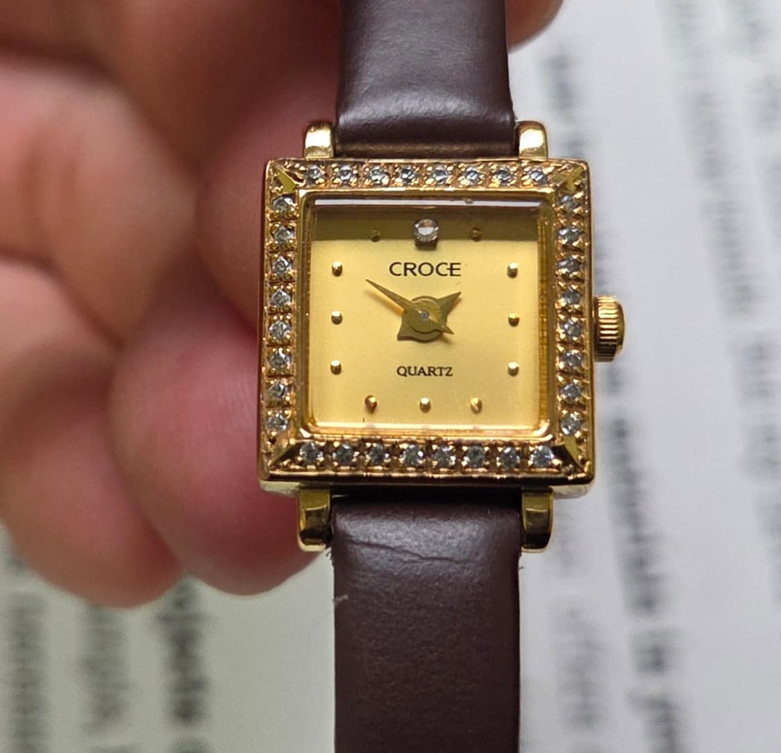 빈티지 크로체(CROCE) 미니탱크 골드다이얼 쿼츠 여성용 
 상품이미지3