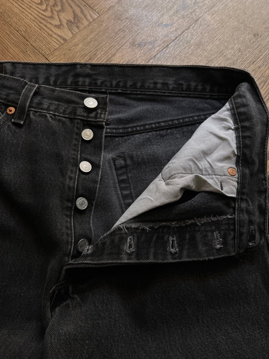 [34]90's 리바이스 501 Made in USA 흑청 데님팬츠 S7 상품이미지3