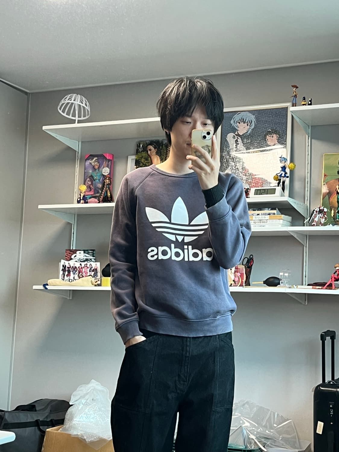 아디다스 빈티지 파이어버드 빅로고 페이딩 스웻 상품이미지6